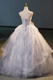 Tulle Floor Length Formal Dress, A Line Strapless Evening Party Dress HZ0509