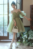 Tulle Short Prom Dress, Green Mini Party Dress HZ0509