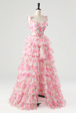 Fairy Flower Patterns Long Prom Dress, Beautiful A Line Evening Party Dress HZ0509