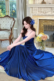 Line Sweetheart Neck Blue Long Prom Dress, Long Formal Dress HZ0509