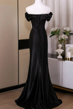Satin Mermaid Long Evening Dress Party Dress, Off Shoulder Prom Dress HZ0509