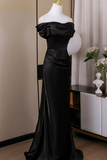 Satin Mermaid Long Evening Dress Party Dress, Off Shoulder Prom Dress HZ0509
