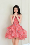 Floral Tulle Short Prom Dress, A Line Sweetheart Neck Party Dress HZ0509