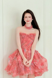 Floral Tulle Short Prom Dress, A Line Sweetheart Neck Party Dress HZ0509