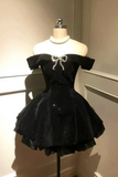 Velvet Short Prom Dress with Bow, A Line Mini Party Dress HZ0509