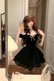 Velvet Short Prom Dress with Bow, A Line Mini Party Dress HZ0509