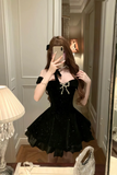 Velvet Short Prom Dress with Bow, A Line Mini Party Dress HZ0509