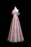 Pink Rhinestone Sequins Floor Length Prom Dresses, A Line Sweetheart Sleeveless Formal Dresses HZ0509