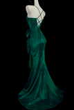 Satin Straps Mermaid Lace Up Party Dress, Long Formal Prom Dress HZ0509