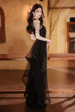 Sequins Halter Beaded Floor Length Party Dress, Long Prom Dress HZ0509
