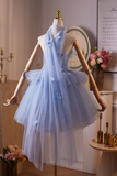 Blue Tulle Mini Party Gown, A Line Sweetheart Neck Homecoming Dress HZ0509