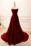 Line Organza Burgundy Long Prom Dress, Evening Dress HZ0509