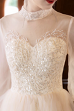 Tulle Lace Long Prom Dress, Beautiful Long Sleeve Evening Party Dress HZ0509