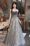 Tulle Sequins Long Prom Dress, Lovely A Line Evening Party Dress HZ0509