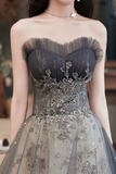 Tulle Sequins Long Prom Dress, Lovely A Line Evening Party Dress HZ0509
