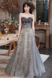Tulle Sequins Long Prom Dress, Lovely A Line Evening Party Dress HZ0509
