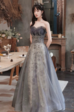 Tulle Sequins Long Prom Dress, Lovely A Line Evening Party Dress HZ0509