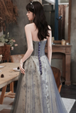 Tulle Sequins Long Prom Dress, Lovely A Line Evening Party Dress HZ0509