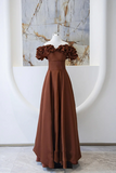 Satin Off Shoulder A Line Prom Dress, Evening Dress Formal Dress HZ0509