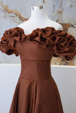 Satin Off Shoulder A Line Prom Dress, Evening Dress Formal Dress HZ0509