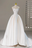 Line Sweetheart Neck Satin Beige Long Prom Dress, Long Formal Dress HZ0509