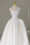 Line Sweetheart Neck Satin Beige Long Prom Dress, Long Formal Dress HZ0509