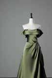 Satin A Line Off Shoulder Floor Length Party Dress, Prom Dress HZ0509