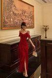Red Chiffon Chic Straps Long Party Dress, Unique Prom Evening Dress HZ0509