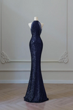 Sequins Long Mermaid Prom Dress, Elegant Off the Shoulder Party Dress HZ0509