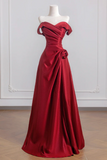 Satin Long Prom Dress, Off the Shoulder A Line Party Dress HZ0509