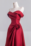 Satin Long Prom Dress, Off the Shoulder A Line Party Dress HZ0509