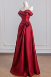 Satin Long Prom Dress, Off the Shoulder A Line Party Dress HZ0509