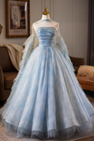 Tulle Printed Pattern Long Prom Dress, Beautiful A Line Party Dress with Cape HZ0509