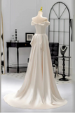 Satin Off Shoulder A Line Party Dress, Long Prom Dress Evening Dress HZ0509