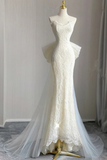 Lace Mermaid Long Evening Dress with Tulle, Sweetheart Prom Party Dress HZ0509