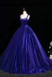 Satin Long Prom Gown, A Line Backless Evening Party Dress HZ0509