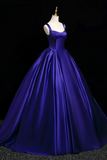 Satin Long Prom Gown, A Line Backless Evening Party Dress HZ0509