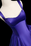 Satin Long Prom Gown, A Line Backless Evening Party Dress HZ0509