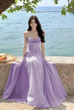 Purple Chiffon Straps A Line Prom Dress, Evening Dress Party Dress HZ0509
