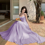 Purple Chiffon Straps A Line Prom Dress, Evening Dress Party Dress HZ0509