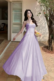 Purple Chiffon Straps A Line Prom Dress, Evening Dress Party Dress HZ0509