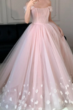 the Shoulder Pink Floral Long Prom Dresses, Long Formal Evening Dresses HZ0509