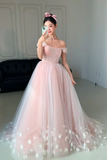 the Shoulder Pink Floral Long Prom Dresses, Long Formal Evening Dresses HZ0509