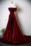 Satin Long Prom Dress, Off the Shoulder Evening Party Dress HZ0509