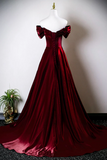 Satin Long Prom Dress, Off the Shoulder Evening Party Dress HZ0509