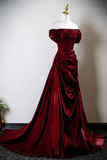Satin Long Prom Dress, Off the Shoulder Evening Party Dress HZ0509