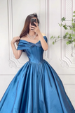 Satin Long Prom Dress with Corset, Beautiful Off the Shoulder Evening Party Dress HZ0509