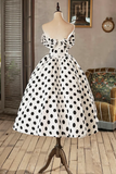 and Black Polka Dots Short Prom Dress, Lovely A Line Party Dress HZ0509
