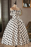 and Black Polka Dots Short Prom Dress, Lovely A Line Party Dress HZ0509