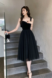 Tulle and Velvet Straps Knee Length Homecoming Dress, Short Prom Dress HZ0509